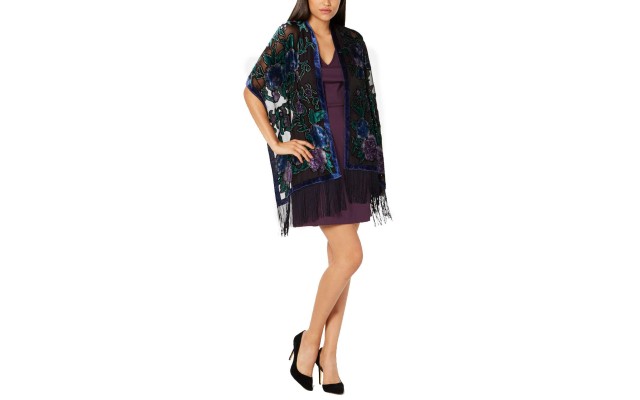  Women's Sparkle Rose Fringe Wraps, Blue
