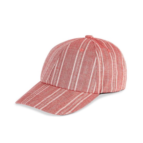  Women's Striped Cotton Baseball Caps, Dusty Red