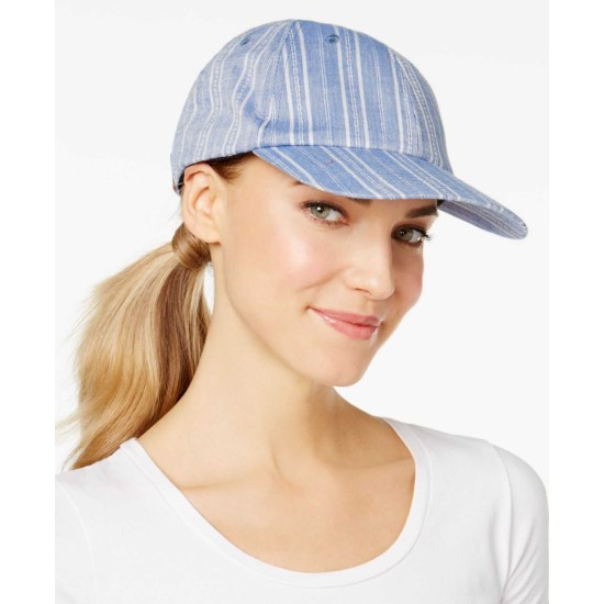  Women's Striped Cotton Baseball Caps, Blue
