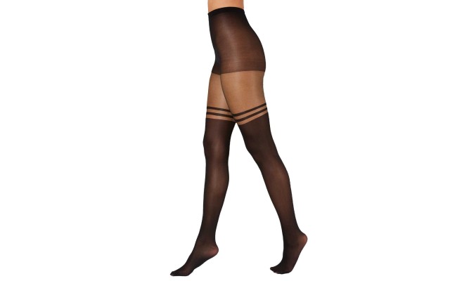  Women's Striped Mock Thigh-High Tights