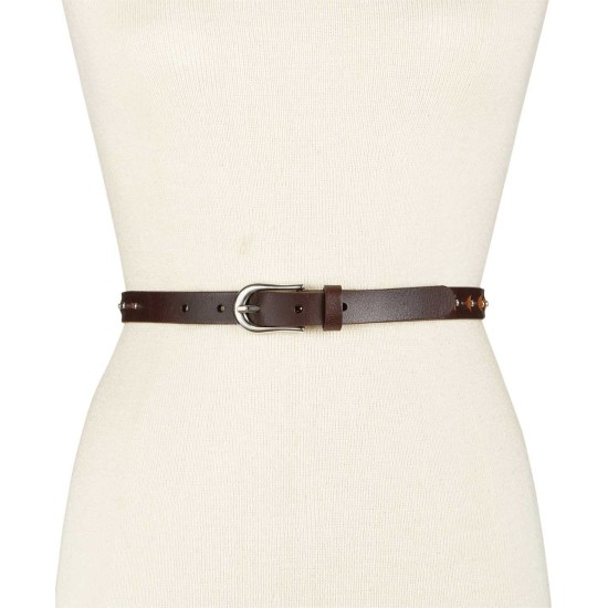  Women's Studded Skinny Leather Belt