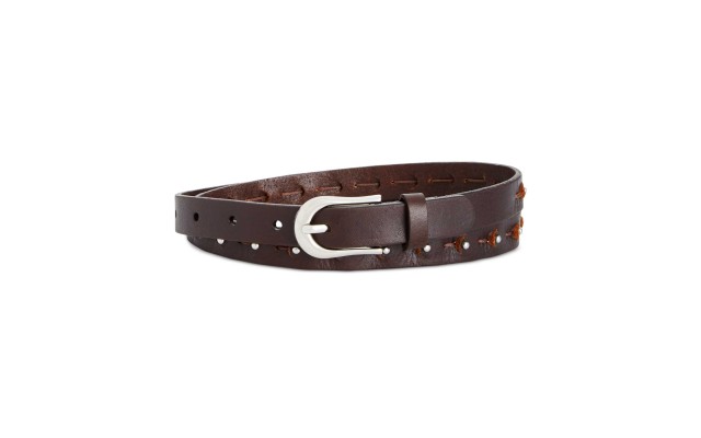  Women's Studded Skinny Leather Belt