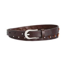 INC International Concepts Women's Studded Skinny Leather Belt