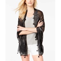 INC International Concepts Women's Summer Metallic Wrap & Scarves, Black