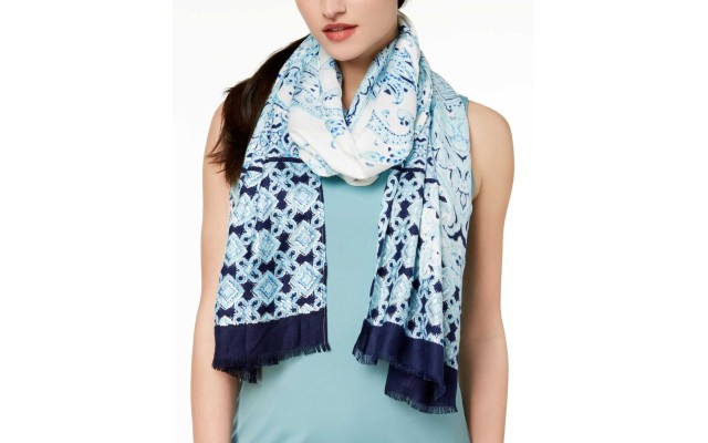  Women's Swimming Tiles Wrap & Scarves, Blue