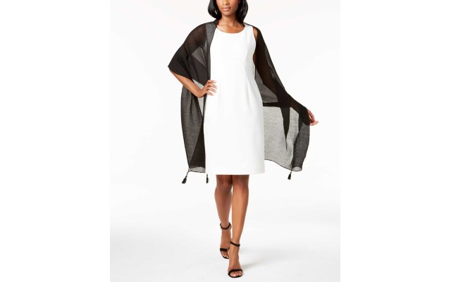  Women's Tassel Pleated Wraps, Black