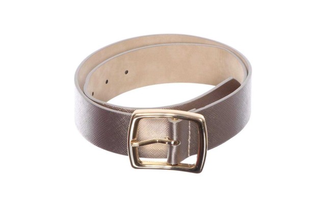  Women’s Textured Shiny Square Buckle Belt