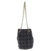 INC Womens Cheebee Pattern Chain Bucket Handbag Navy Small