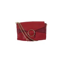 INC Womens Gwenn Faux Leather Colorblock Shoulder Handbag Red Small