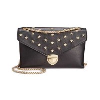 INC Womens Kataana Faux Leather Studded Crossbody Handbag Black Small