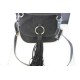 INC Womens Sianna Faux Leather Tassel Saddle Handbag Black Medium