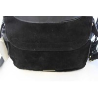 INC Womens Sianna Faux Leather Tassel Saddle Handbag Black Medium