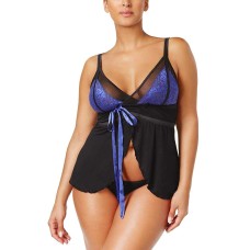 Inspire Psyche Terry Womens Plus Size Lace Babydoll and Thong