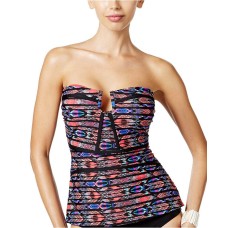 Island Escape Antigua Tribal-Print Tankini Top (Coral / Multi, 10)