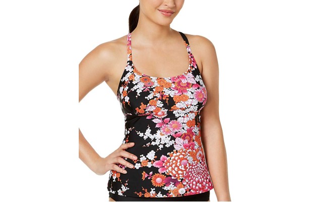  Strappy-Back Push-Up Top Women’s Swimsuit (Zen Gardens Printed, 6)