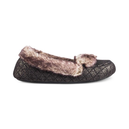  Signature Women’s Metallic Quilted Monica Moccasin Slippers