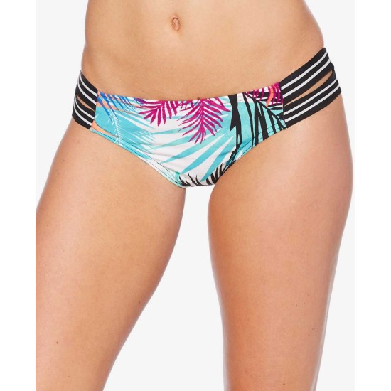  Strappy Women’s Swimsuit Briefs(Tropical Print, M)