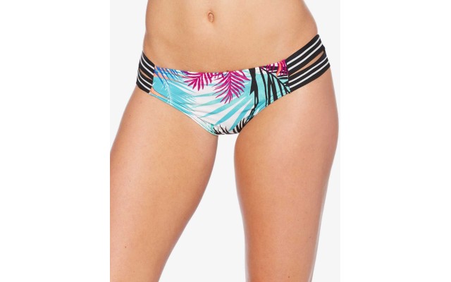  Strappy Women’s Swimsuit Briefs(Tropical Print, XL)