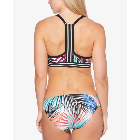  Strappy Women’s Swimsuit Briefs(Tropical Print, XL)
