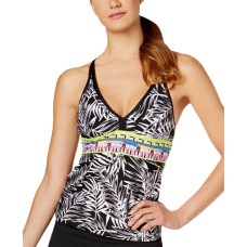 Jag Tropical Palm Racerback Top Women’s Swimsuit (Black, S)