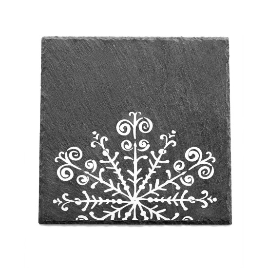  Merry and Bright Square Slate Snowflake Trivet