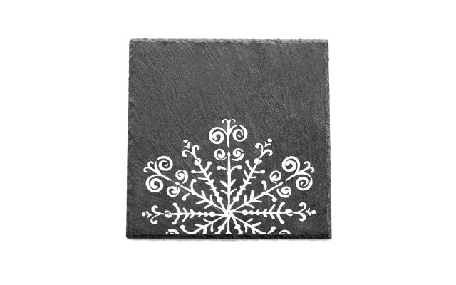  Merry and Bright Square Slate Snowflake Trivet