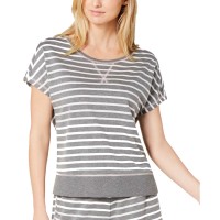 Jenni by Jennifer Moore Printed Knit Pajama Top (Gray, L)