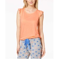 Jenni By Jennifer Moore Ruffle Cap Sleeve Tee (XS, Orange)