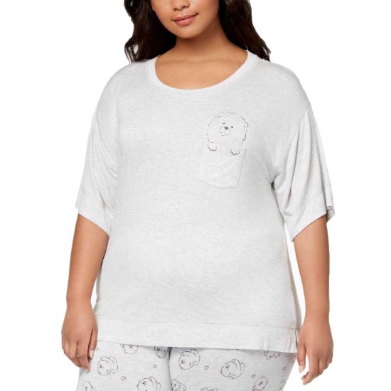  by fer Moore Women's Plus Size Graphic-Pocket Pajama Tops