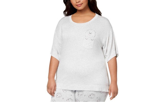  by fer Moore Women's Plus Size Graphic-Pocket Pajama Tops