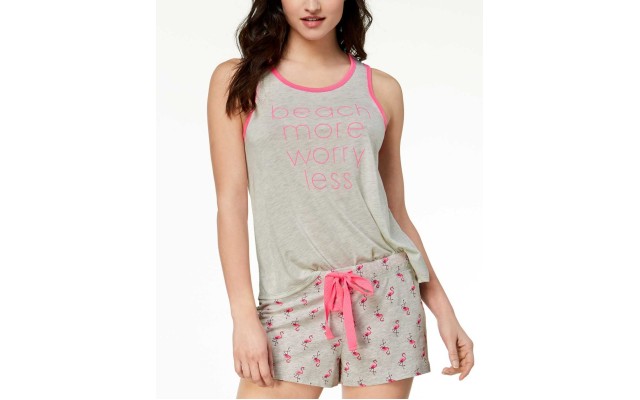  Women's Graphic-Print Contrast-Trim Pajama Tops