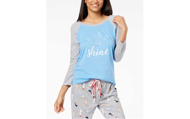  Women's Raglan-Sleeve Graphic Pajama Tops