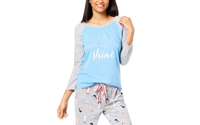  Women's Raglan-Sleeve Graphic Pajama Tops