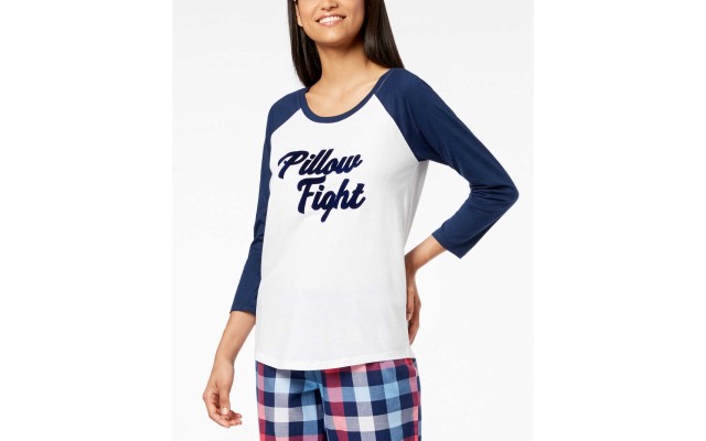  Women's Raglan-Sleeve Graphic Pajama Tops