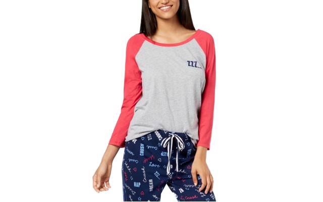  Women's Raglan-Sleeve Graphic Pajama Tops