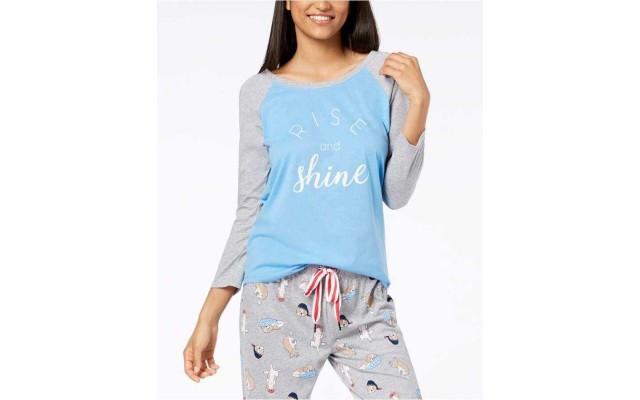  Women's Raglan-Sleeve Graphic Pajama Tops