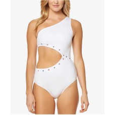 Jessica Simpson Women's Embellished One-Shoulder Cutout One-Piece Swimsuit