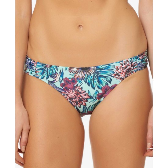  Women's Printed Side-Shirred Hipster Swim Bottoms Swimsuit