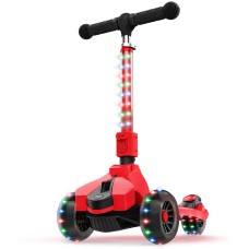 Jetson Saturn Folding 3-Wheel Kick Scooter with Light-Up Stem & Deck, Lean-to-Steer Design with Sturdy Wide Deck & Adjustable Height, for Kids 3 & Up