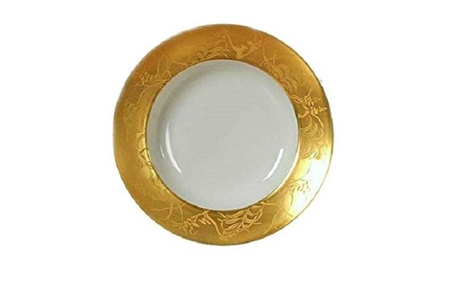  Limoges France Khazard Gold Round Platter Hand Painted Hand Engraved