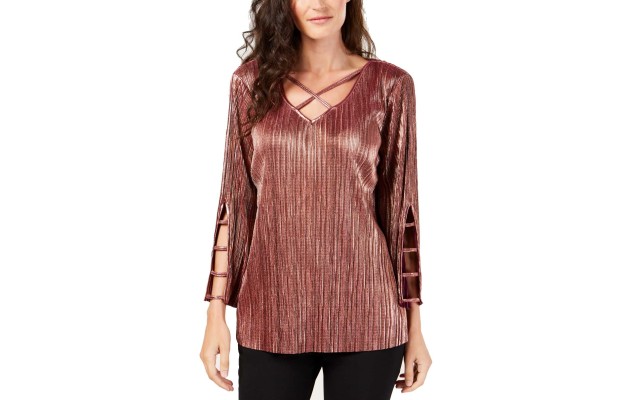  Cutout-Sleeve Top (Large, Copper)