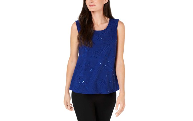  Petite Sequined Jacquard Shell (Bright Saphire, PM)