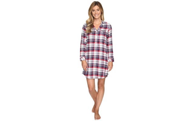 Women’s Flannel Plaid Sleepshirt (Holiday Tartan, M)