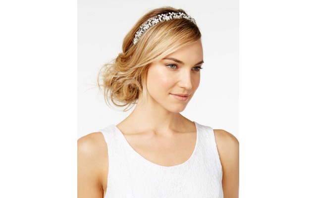  Rhinestone and Petal Halo (Silver)