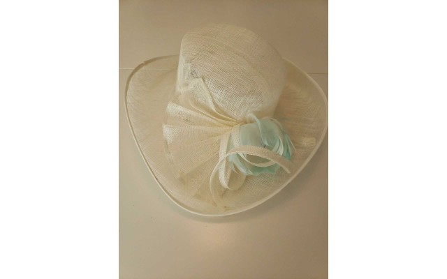  Sinamay Portrait Brim Wide Hat (Pastel Green)