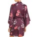  Women's Freestyle Floral Print Satin Short Robes