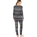  Women's Slumber Party Printed Pajama Sets, Violet/Black, X-Small
