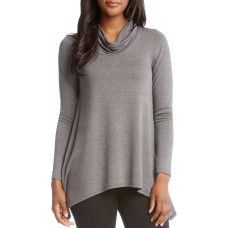 Karen Kane Cowl Neck Handkerchief Hem Top (Dark Gray, L)