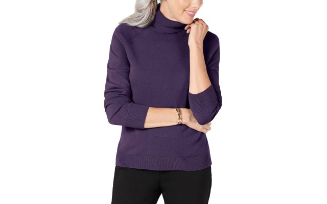  Petite Luxsoft Turtleneck Sweater (Purple Dynasty, PXL)