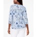  Women's Petite Printed Henley Blouse Pullover Shirt Tops